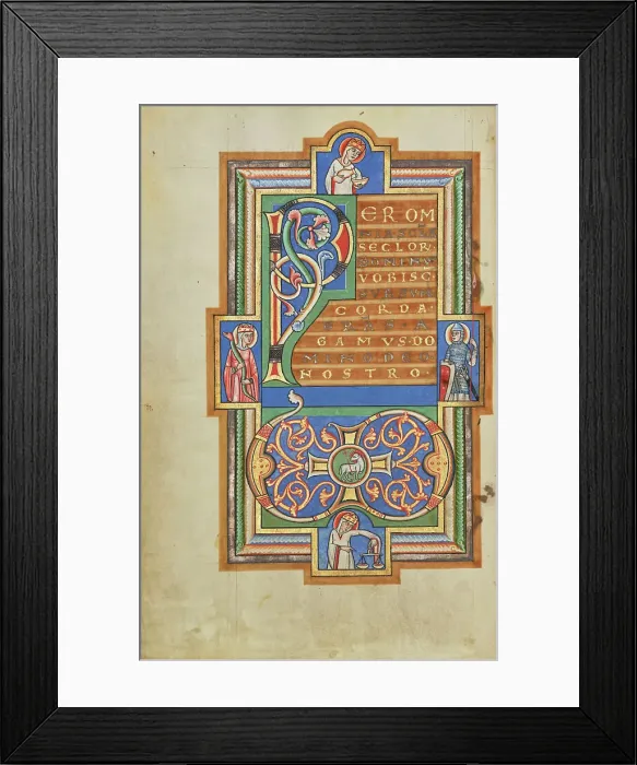 Framed Print : Decorated Text Page with a VD Monogram; Stammheim Missal, probably 1170s. Creator: Unknown