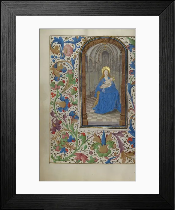 Framed Print : The Virgin and Child Enthroned within a Church; Book of Hours, about 1450-1455. Creator: Unknown Framed Print : The Virgin and Child Enthroned within a Church; Book of Hours, about 1450-1455. Creator: Unknown