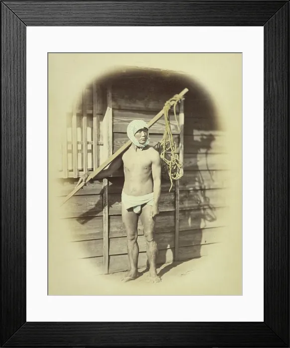 Framed Print : A Laborer in Summer Dress, about 1868. Creator: Felice Beato Framed Print : A Laborer in Summer Dress, about 1868. Creator: Felice Beato