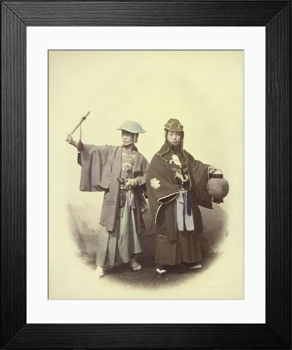 Framed Print : Yakonins in Fire Dress, 1866-1867. Creator: Felice Beato Framed Print : Yakonins in Fire Dress, 1866-1867. Creator: Felice Beato