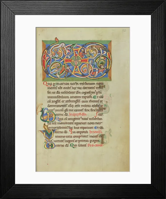 Framed Print : Inhabited VD Monogram; Stammheim Missal, probably 1170s. Creator: Unknown Framed Print : Inhabited VD Monogram; Stammheim Missal, probably 1170s. Creator: Unknown