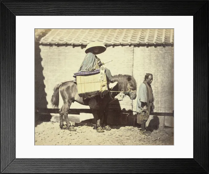Framed Print : Yakonin Travelling on the Tokaido Road, about 1868. Creator: Felice Beato Framed Print : Yakonin Travelling on the Tokaido Road, about 1868. Creator: Felice Beato