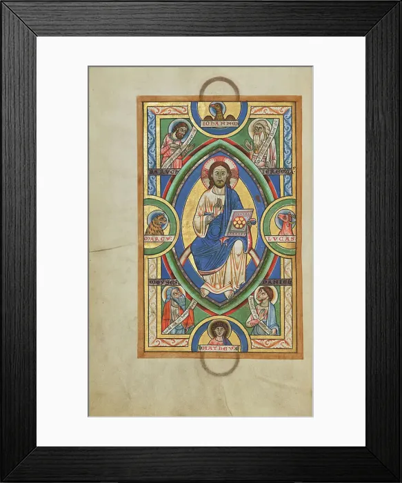 Framed Print : Christ in Majesty; Stammheim Missal, probably 1170s. Creator: Unknown Framed Print : Christ in Majesty; Stammheim Missal, probably 1170s. Creator: Unknown