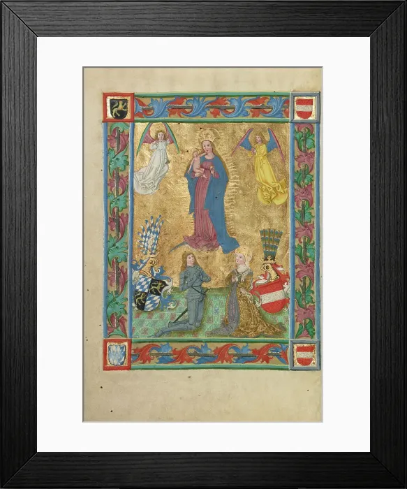 Framed Print : Duke Albrecht IV the Wise and his Wife Kunigunde of Austria Adoring the Virgin; Weltchronik, 1487. Creator: Unknown Framed Print : Duke Albrecht IV the Wise and his Wife Kunigunde of Austria Adoring the Virgin; Weltchronik, 1487. Creator: Unknown