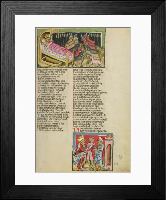 Framed Print : Pharaoh's Dream; Joseph Interpreting Pharaoh's Dream; Weltchronik, about 1400-1410. Creator: Unknown Framed Print : Pharaoh's Dream; Joseph Interpreting Pharaoh's Dream; Weltchronik, about 1400-1410. Creator: Unknown