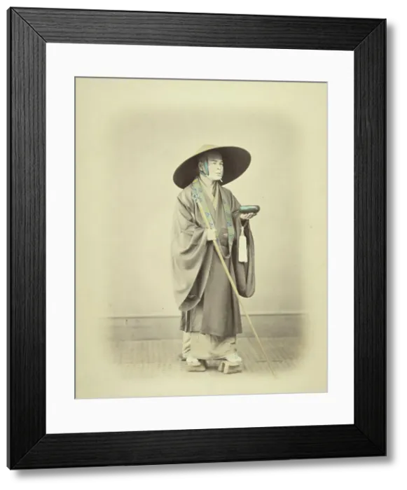 Framed Print : Priest with Walking Stick, about 1868. Creator: Felice Beato Framed Print : Priest with Walking Stick, about 1868. Creator: Felice Beato