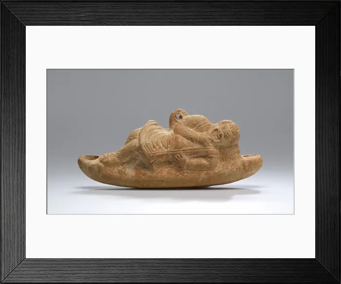 Framed Print : Lamp in the Form of a Reclining Comic Actor, 2nd century A.D. Creator: Unknown Framed Print : Lamp in the Form of a Reclining Comic Actor, 2nd century A.D. Creator: Unknown