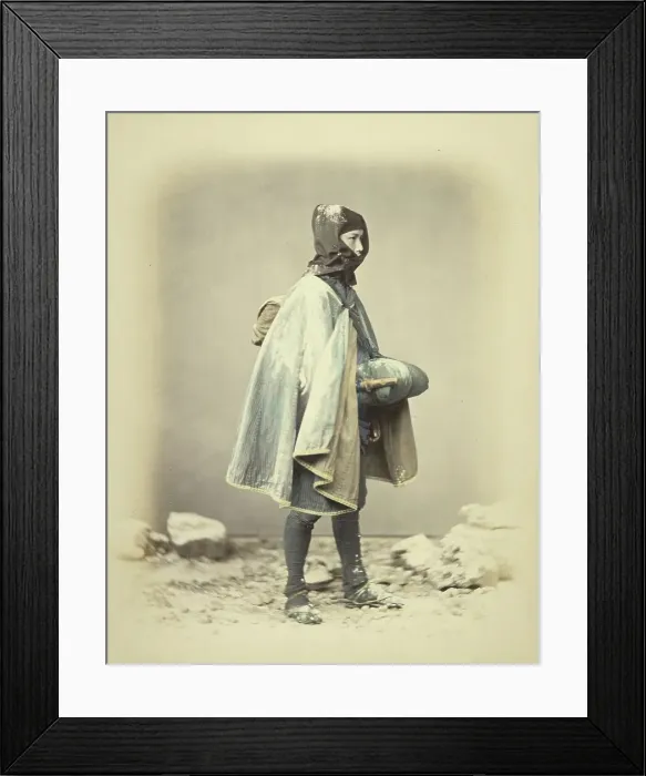 Framed Print : Subject in Winter Dress, about 1868. Creator: Felice Beato Framed Print : Subject in Winter Dress, about 1868. Creator: Felice Beato