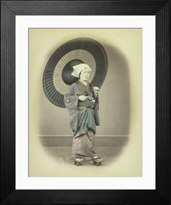 Framed Print : Woman with Parasol, about 1868. Creator: Felice Beato Framed Print : Woman with Parasol, about 1868. Creator: Felice Beato