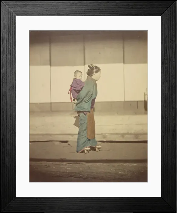 Framed Print : Mother with Child in Bunting, 1868. Creator: Felice Beato Framed Print : Mother with Child in Bunting, 1868. Creator: Felice Beato
