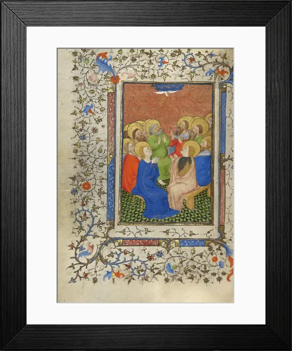 Framed Print : Pentecost; Book of Hours, about 1410. Creator: Unknown Framed Print : Pentecost; Book of Hours, about 1410. Creator: Unknown