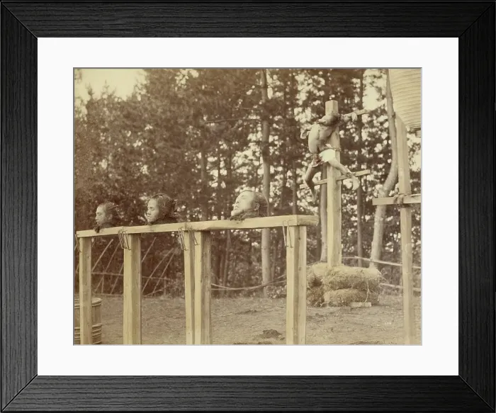 Framed Print : Japanese Criminals Crucified and Beheaded, 1863-1868. Creator: Felice Beato Framed Print : Japanese Criminals Crucified and Beheaded, 1863-1868. Creator: Felice Beato