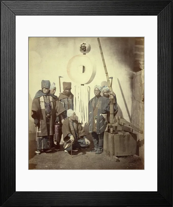Framed Print : Fireman with Their Standard, 1866-1867. Creator: Felice Beato Framed Print : Fireman with Their Standard, 1866-1867. Creator: Felice Beato