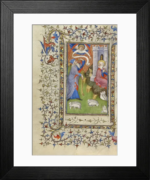 Framed Print : The Meeting at the Golden Gate; Book of Hours, about 1410. Creator: Unknown