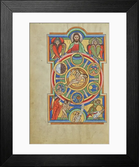 Framed Print : The Creation of the World; Stammheim Missal, probably 1170s. Creator: Unknown