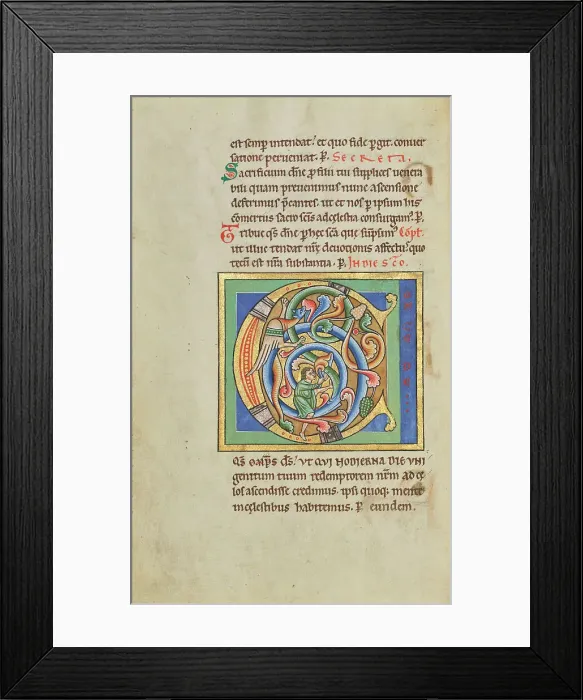 Framed Print : Inhabited Initial C; Stammheim Missal, probably 1170s. Creator: Unknown Framed Print : Inhabited Initial C; Stammheim Missal, probably 1170s. Creator: Unknown