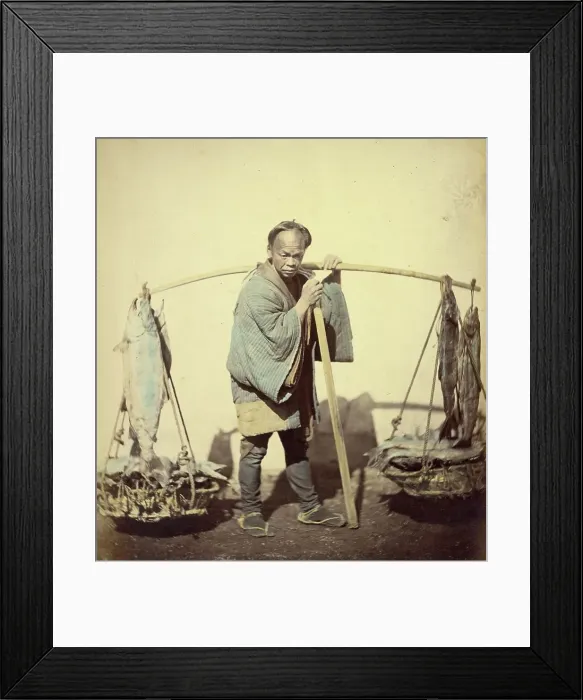 Framed Print : Fishmonger, 1866-1867. Creator: Felice Beato Framed Print : Fishmonger, 1866-1867. Creator: Felice Beato