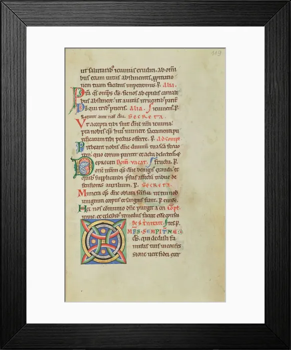 Framed Print : Decorated Initial O; Stammheim Missal, probably 1170s. Creator: Unknown Framed Print : Decorated Initial O; Stammheim Missal, probably 1170s. Creator: Unknown