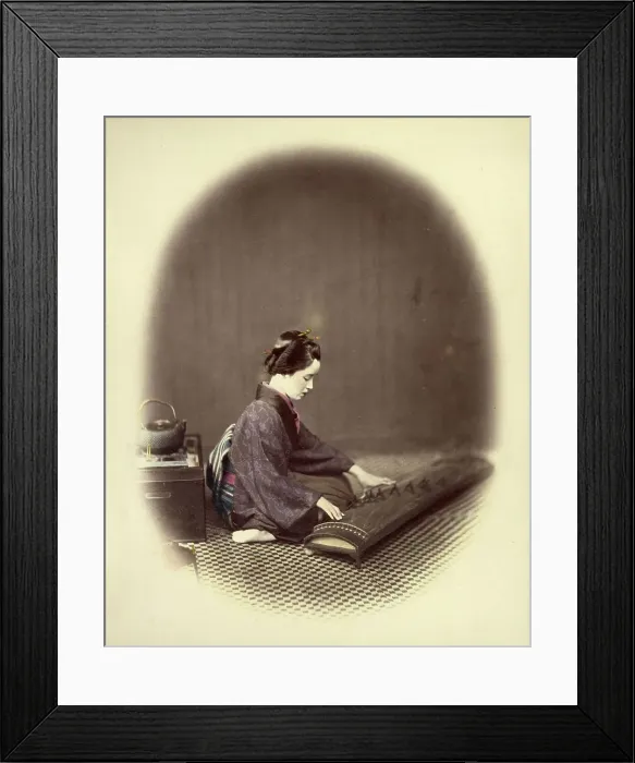 Framed Print : Girl Playing the Koto, 1866-1867. Creator: Felice Beato Framed Print : Girl Playing the Koto, 1866-1867. Creator: Felice Beato