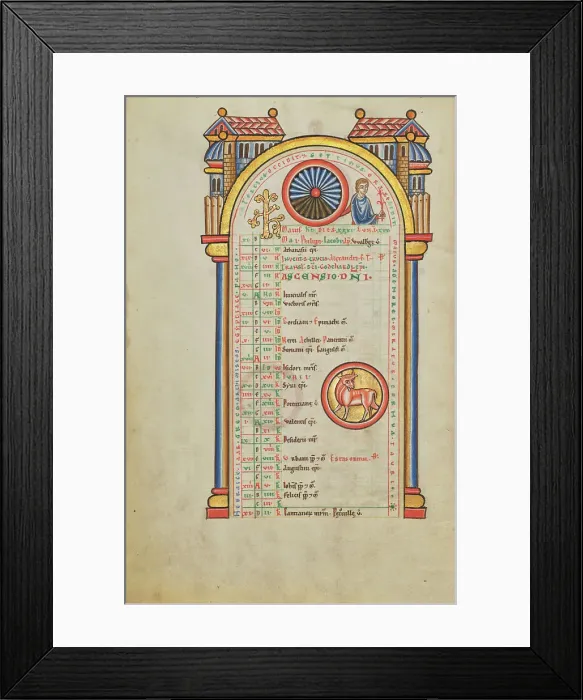 Framed Print : Mercury (?); Zodiacal Sign of Taurus; Stammheim Missal, probably 1170s. Creator: Unknown Framed Print : Mercury (?); Zodiacal Sign of Taurus; Stammheim Missal, probably 1170s. Creator: Unknown