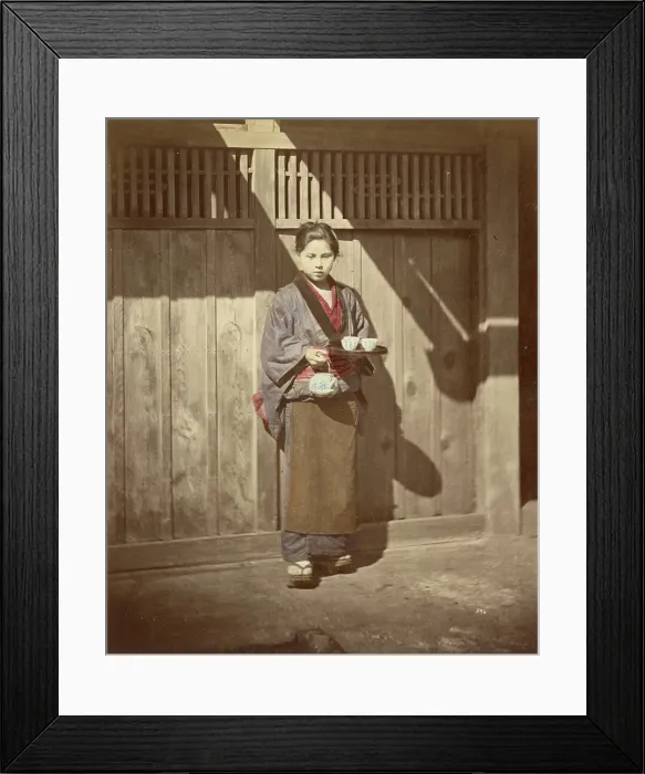 Framed Print : Woman with Tea Tray, 1863-1868. Creator: Felice Beato Framed Print : Woman with Tea Tray, 1863-1868. Creator: Felice Beato