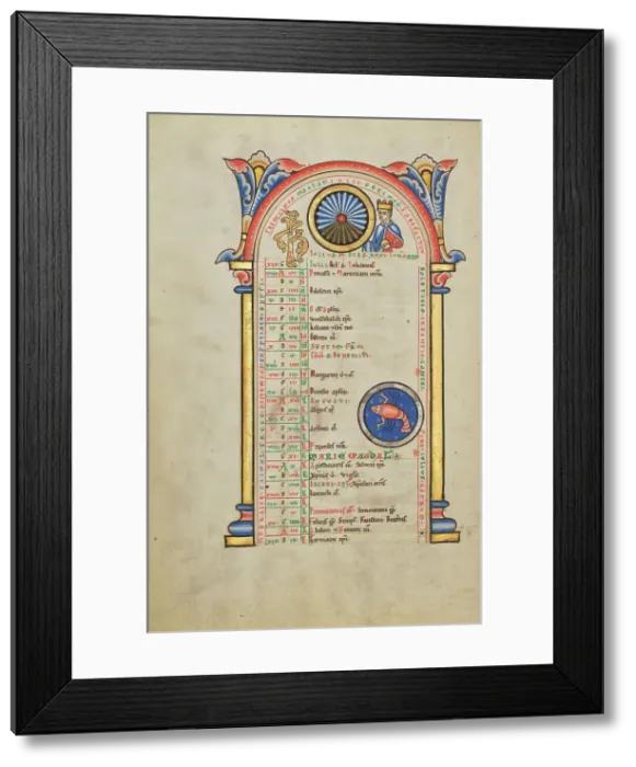 Framed Print : Julius Caesar; Zodiacal Sign of Cancer; Stammheim Missal, probably 1170s. Creator: Unknown Framed Print : Julius Caesar; Zodiacal Sign of Cancer; Stammheim Missal, probably 1170s. Creator: Unknown