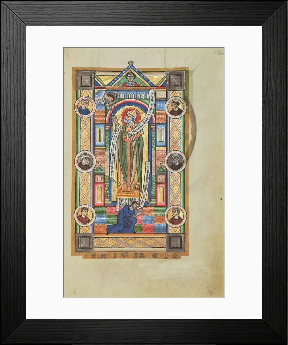 Framed Print : Saint Bernward of Hildesheim; Stammheim Missal, probably 1170s. Creator: Unknown Framed Print : Saint Bernward of Hildesheim; Stammheim Missal, probably 1170s. Creator: Unknown