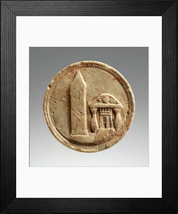 Framed Print : Token with an Egyptian Obelisk and a Temple, early 1st century A.D. Creator: Unknown Framed Print : Token with an Egyptian Obelisk and a Temple, early 1st century A.D. Creator: Unknown