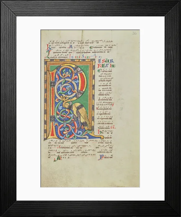 Framed Print : Decorated Initial R; Stammheim Missal, probably 1170s. Creator: Unknown Framed Print : Decorated Initial R; Stammheim Missal, probably 1170s. Creator: Unknown