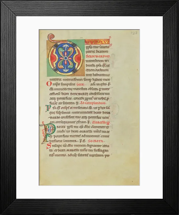 Framed Print : Decorated Initial D; Stammheim Missal, probably 1170s. Creator: Unknown Framed Print : Decorated Initial D; Stammheim Missal, probably 1170s. Creator: Unknown