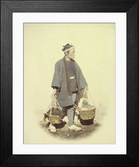Framed Print : Japanese Cook, Returning from Market, 1866-1867. Creator: Felice Beato Framed Print : Japanese Cook, Returning from Market, 1866-1867. Creator: Felice Beato