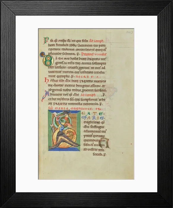 Framed Print : Decorated Initial B; Stammheim Missal, probably 1170s. Creator: Unknown Framed Print : Decorated Initial B; Stammheim Missal, probably 1170s. Creator: Unknown