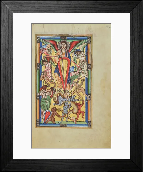 Framed Print : Saint Michael Battling the Dragon; Stammheim Missal, probably 1170s. Creator: Unknown Framed Print : Saint Michael Battling the Dragon; Stammheim Missal, probably 1170s. Creator: Unknown