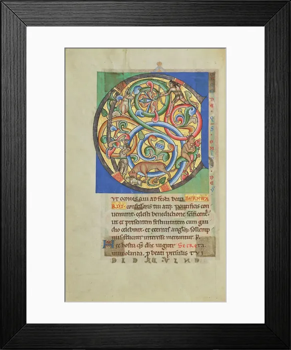 Framed Print : Inhabited Initial C; Stammheim Missal, probably 1170s. Creator: Unknown Framed Print : Inhabited Initial C; Stammheim Missal, probably 1170s. Creator: Unknown