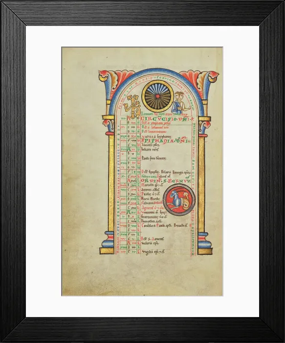 Framed Print : Janus; Zodiacal Sign of Capricorn; Stammheim Missal, probably 1170s. Creator: Unknown Framed Print : Janus; Zodiacal Sign of Capricorn; Stammheim Missal, probably 1170s. Creator: Unknown