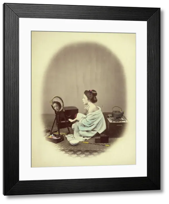 Framed Print : Woman Using Cosmetics, 1866-1867. Creator: Felice Beato Framed Print : Woman Using Cosmetics, 1866-1867. Creator: Felice Beato