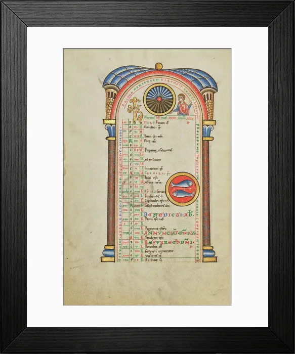 Framed Print : Mars (?); Zodiacal Sign of Pisces; Stammheim Missal, probably 1170s. Creator: Unknown Framed Print : Mars (?); Zodiacal Sign of Pisces; Stammheim Missal, probably 1170s. Creator: Unknown