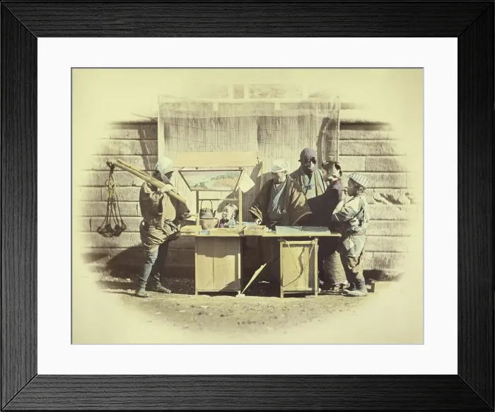 Framed Print : Street Refreshment Stalls, 1866-1867. Creator: Felice Beato Framed Print : Street Refreshment Stalls, 1866-1867. Creator: Felice Beato