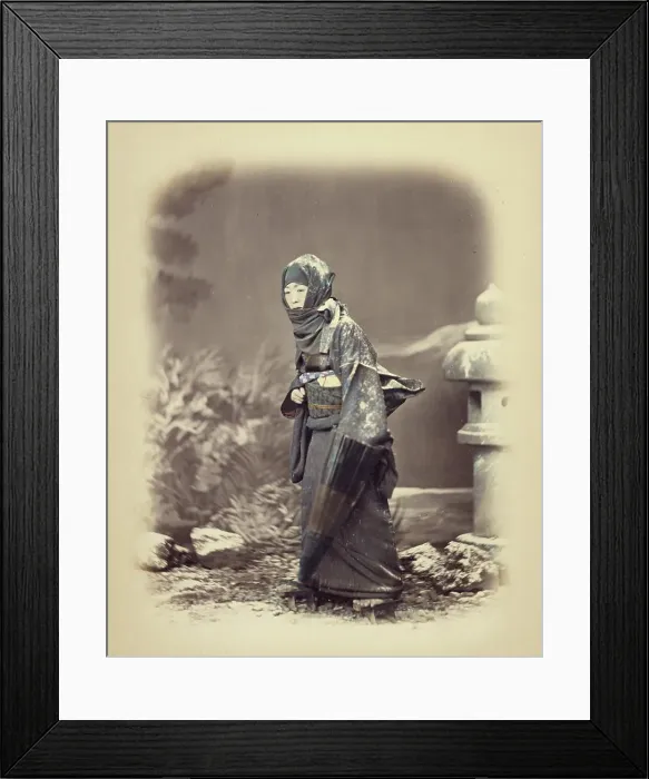 Framed Print : Woman in Winter Dress, about 1868. Creator: Felice Beato Framed Print : Woman in Winter Dress, about 1868. Creator: Felice Beato