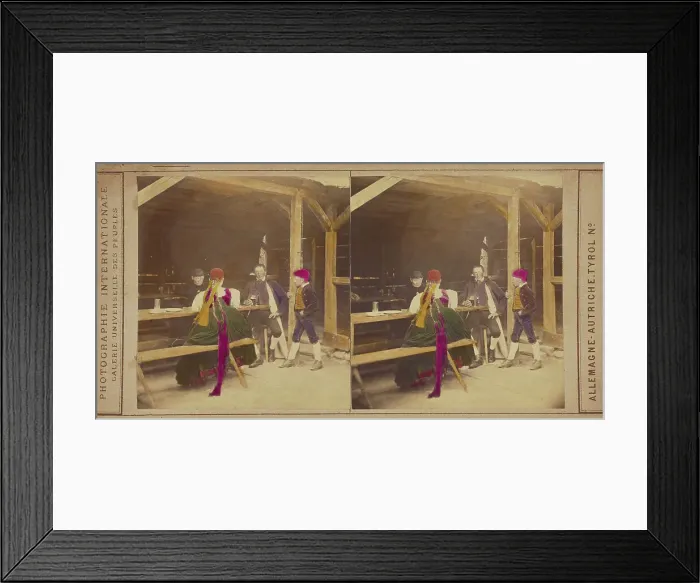 Framed Print : Tavern scene: Allemagne - Autriche - Tyrol, about 1859. Creator: Galerie Universelle des Peuples Framed Print : Tavern scene: Allemagne - Autriche - Tyrol, about 1859. Creator: Galerie Universelle des Peuples
