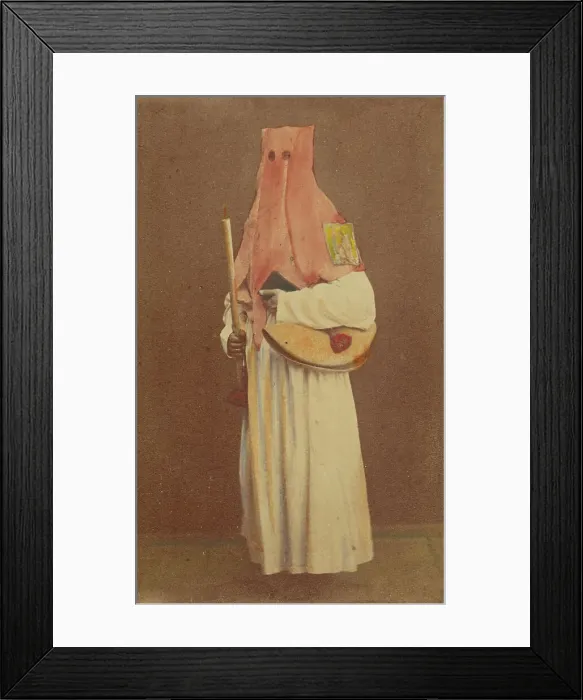 Framed Print : Unidentified man in long hood holding a candle and book, standing, about 1870. Creator: Giorgio Conrad Framed Print : Unidentified man in long hood holding a candle and book, standing, about 1870. Creator: Giorgio Conrad
