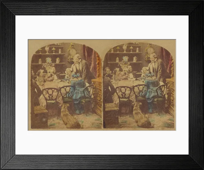 Framed Print : Family scene at table, about 1857. Creator: Joseph John Elliott Framed Print : Family scene at table, about 1857. Creator: Joseph John Elliott