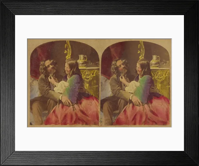 Framed Print : Affection's Pledge. 1860s. Creator: Joseph John Elliott Framed Print : Affection's Pledge. 1860s. Creator: Joseph John Elliott