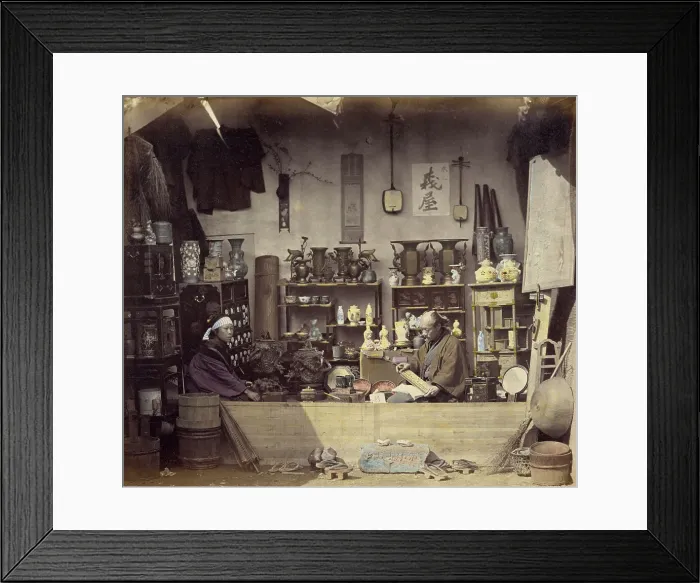 Framed Print : Curio Shop, 1868. Creator: Felice Beato Framed Print : Curio Shop, 1868. Creator: Felice Beato