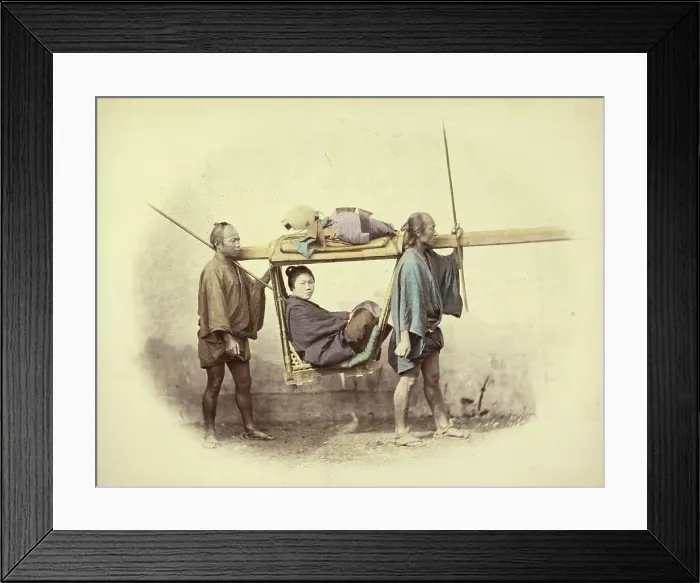 Framed Print : Kago Bearers, 1866-1867. Creator: Felice Beato Framed Print : Kago Bearers, 1866-1867. Creator: Felice Beato