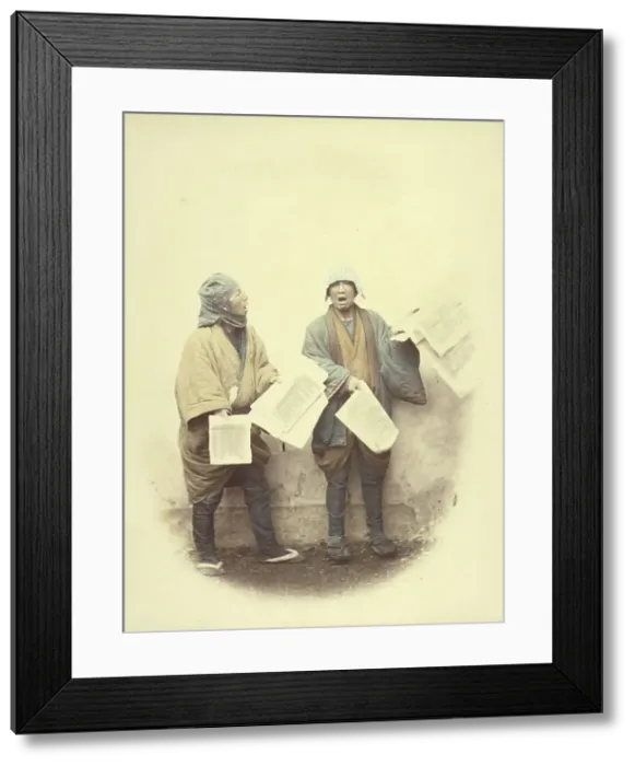 Framed Print : News Vendors, 1866-1867. Creator: Felice Beato Framed Print : News Vendors, 1866-1867. Creator: Felice Beato