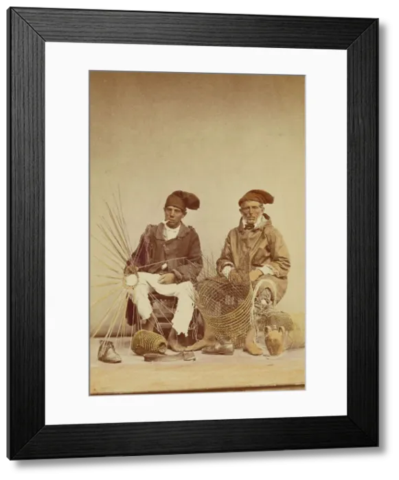 Framed Print : Two men making baskets, 1865-1870. Creator: Giorgio Sommer Framed Print : Two men making baskets, 1865-1870. Creator: Giorgio Sommer