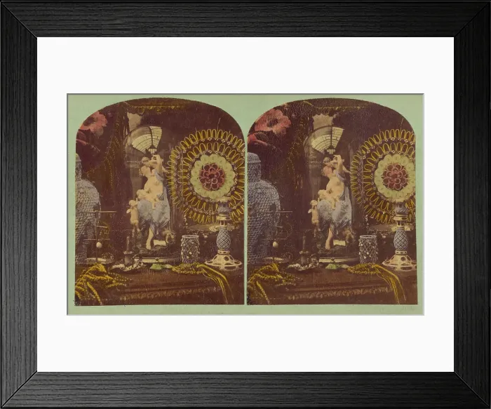 Framed Print : Top of a vanity filled with objects, about 1857. Creators: London Stereoscopic & Photographic Co, Joseph John Elliott Framed Print : Top of a vanity filled with objects, about 1857. Creators: London Stereoscopic & Photographic Co, Joseph John Elliott