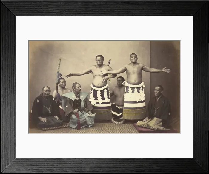 Framed Print : Representatives of Nio, the Japanese Hercules, 1868. Creator: Felice Beato Framed Print : Representatives of Nio, the Japanese Hercules, 1868. Creator: Felice Beato