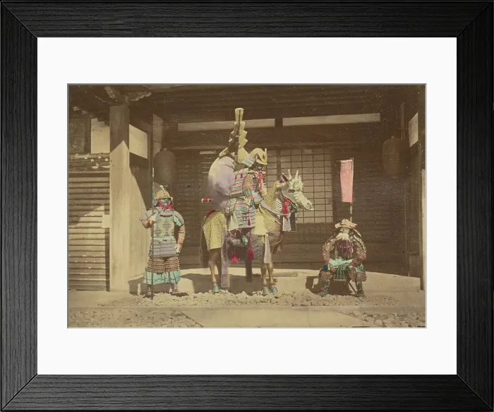 Framed Print : Three Japanese warriors, 1868-1880. Creator: Felice Beato Framed Print : Three Japanese warriors, 1868-1880. Creator: Felice Beato